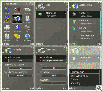Sample settings on mobile Nokia E65 (Symbian OS)